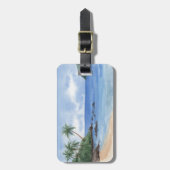 Hawaii: blauwe oceaan en zandstrand, speciale naam bagagelabel (Voorkant verticaal)