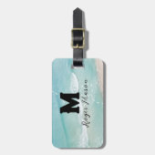 Hawaii blauwe oceaan & zandstrand foto aangepaste  bagagelabel (Voorkant verticaal)