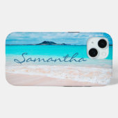 Hawaii blauwe oceaan zandstrand foto monogram naam Case-Mate iPhone case (Achterkant (horizontaal))
