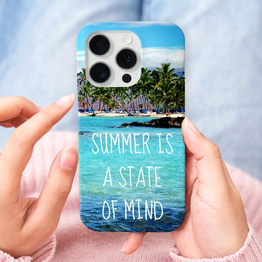 Hawaii blauwe oceaanpalmen zomergemoedstoestand Case-Mate iPhone case