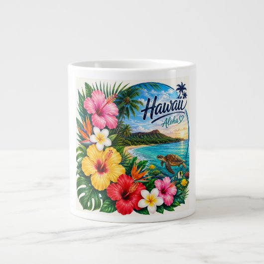Hawaii Bloemen Grote Koffiekop (Voorkant)