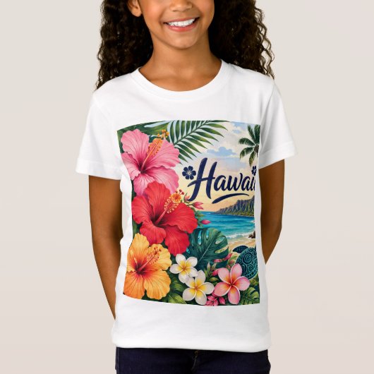 Hawaii Bloemen T-shirt (Voorkant)