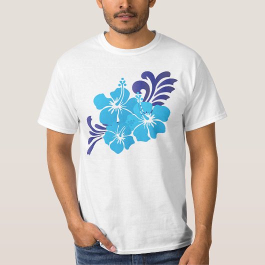 Hawaii Blue Hibiscus Flowers T-shirt (Voorkant)