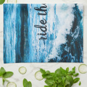 Hawaii Blue Ocean Photo Ride The Waves Quote Bold Theedoek (Gevouwen)