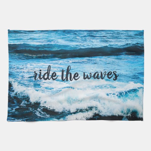 Hawaii Blue Ocean Photo Ride The Waves Quote Bold Theedoek (Horizontaal)