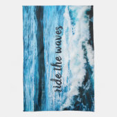 Hawaii Blue Ocean Photo Ride The Waves Quote Bold Theedoek (Verticaal)