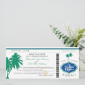 Hawaii Boarding Pass Save the Date (Staand voorkant)