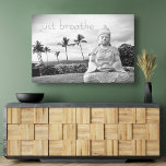 Hawaii Boeddha Bold Zwart Wit Foto Gewoon ademen Imitatie Canvas Print<br><div class="desc">"Gewoon ademen." Elke keer als ik de Big Island bezoek, moet ik naar deze Boeddha gaan. Iets over de splendor van de oceaan, het vreedzame gezicht, en de eenzaamheid van zijn plaatsing, maakt me kalm, serene en gelukkig. Deze prachtige zwart-witte fotografie zal de schijnwerper zijn van elke kamer. U kunt...</div>