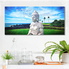 Hawaii Boeddha Kust Foto Inspirerende Citaat Canvas Afdruk