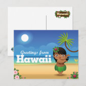 Hawaii Briefkaart - Hula Dancer (Voorkant / Achterkant)