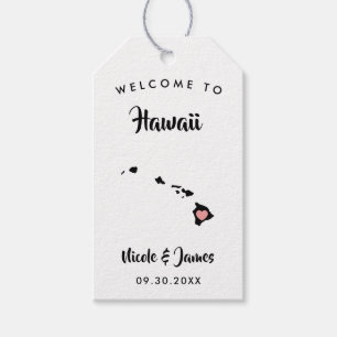 Hawaii bruiloft welkomsttas Labels, kaart Cadeaulabel