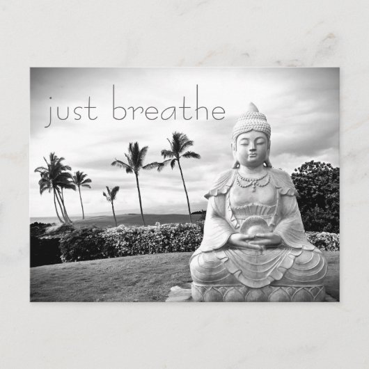Hawaii Buddha Black en White Photo Just Breathe Briefkaart (Voorkant)