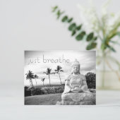Hawaii Buddha Black en White Photo Just Breathe Briefkaart (Staand voorkant)