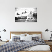 Hawaii Buddha Black White Foto enkel Breathe Quote Canvas Afdruk (Insitu (Slaapkamer))