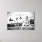 Hawaii Buddha Black White Foto enkel Breathe Quote Canvas Afdruk (Voorkant)