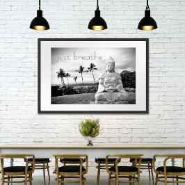 Hawaii Buddha Black White Foto gewoon doormidden Poster