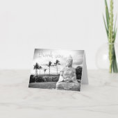 Hawaii Buddha Black White Foto Modern Typografie Bedankkaart (Voorkant)