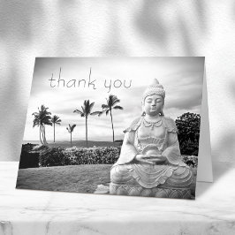 Hawaii Buddha Black White Foto Modern Typografie Bedankkaart