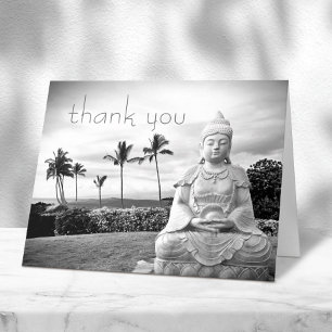 Hawaii Buddha Black White Foto Modern Typografie Bedankkaart