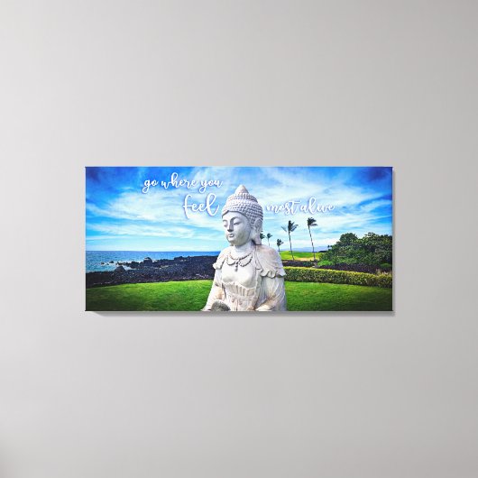Hawaii Buddha Coastal Foto Inspirerend Quote Canvas Afdruk (Voorkant)