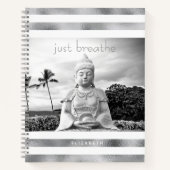 Hawaii Buddha Sliver White Stripes Just Breathe Notitieboek (Voorkant)