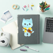 Hawaii Cat, Cute Cat, Blue Cat, Guitar, Luau Sticker (iPad Cover)
