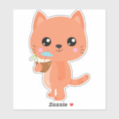 Hawaii Cat, Cute Cat, Oranje Cat, Cocktail, Luau Sticker (Vel)