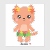 Hawaii Cat, Cute Cat, Oranje Cat, Flowers, Luau Sticker (Vel)