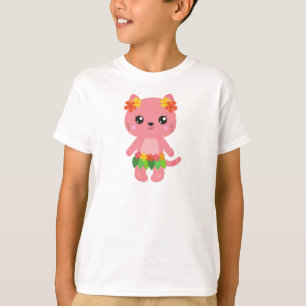 Hawaii Cat, Cute Cat, Pink Cat, Flowers, Luau T-shirt