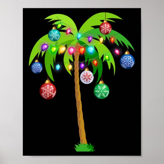 Hawaii Christmas Palm Tree Tropical Xmas Coconut L Poster (Voorkant)
