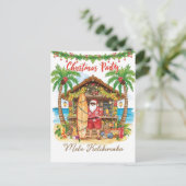 Hawaii Christmas with Santa Claus  Feestdagenkaart (Staand voorkant)