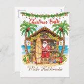 Hawaii Christmas with Santa Claus  Feestdagenkaart (Voorkant / Achterkant)