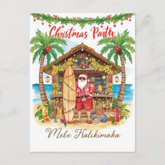 Hawaii Christmas with Santa Claus  Feestdagenkaart (Voorkant)