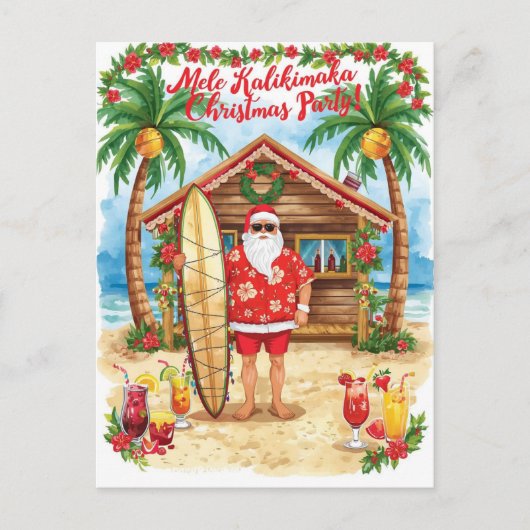 Hawaii Christmas with Santa Claus  Feestdagenkaart (Voorkant)