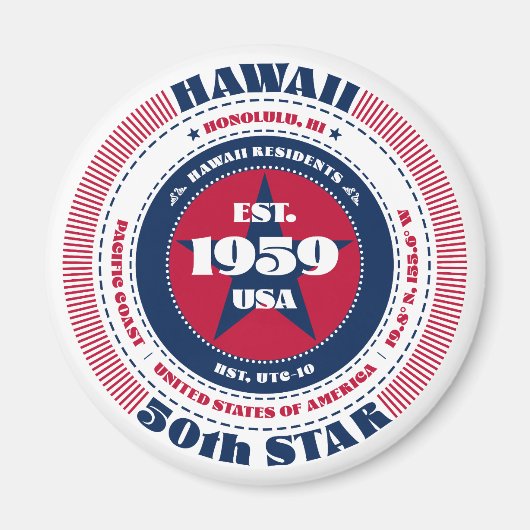 Hawaii Circle Typography Souvenir Magnet (Voorkant)