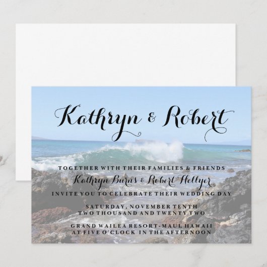 Hawaii Coast Makena Cove bruiloft uitnodiging (Voorkant / Achterkant)
