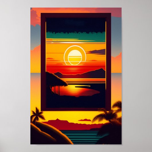  Hawaii Colorful Travel Artwork Poster (Voorkant)