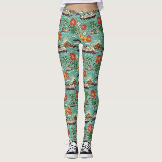 Hawaii Cruise Tropical Island Ship Design Leggings (Voorkant)