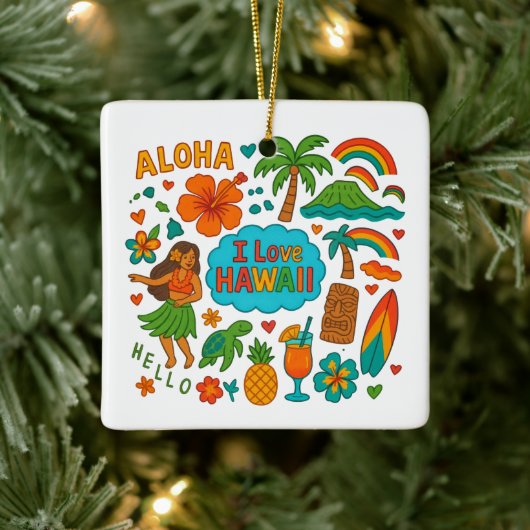Hawaii Custom USA Familiereis Keepsake Kerstmis Keramisch Ornament (Boom)