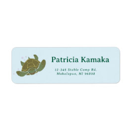 Hawaii Cute Cartoon Tropical Honu Sea Turtle Etiket