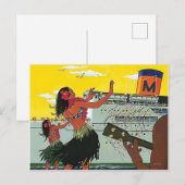 Hawaii, dansende hoermeisjes verwelkomen toeristen briefkaart (Voorkant / Achterkant)