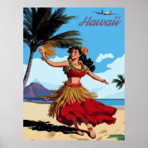 Hawaii, dansende Hula-meisje op het strand, Reizen