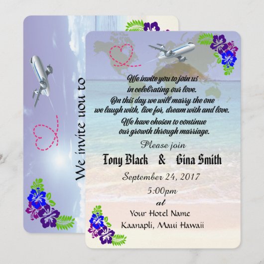 Hawaii Destination Wedding Invitation Kaart (Voorkant / Achterkant)