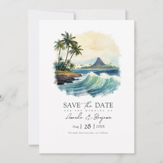 Hawaii Destination Wedding QR-code Save The Date (Voorkant)