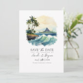 Hawaii Destination Wedding QR-code Save The Date (Staand voorkant)