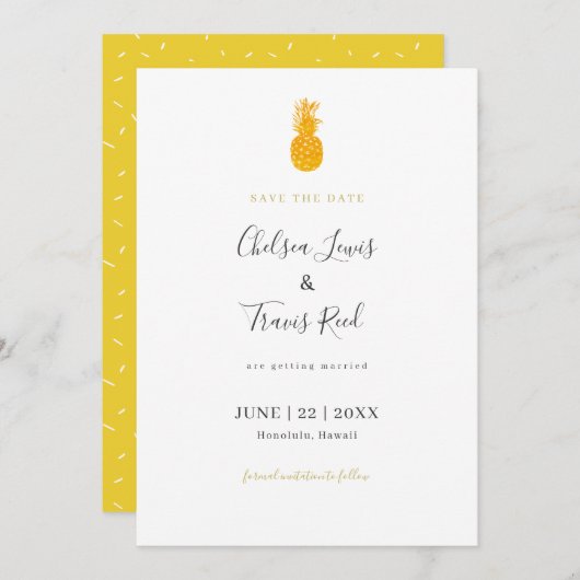 Hawaii Destination Wedding Save the Date Pineapple (Voorkant / Achterkant)