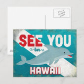 Hawaii Dolphin - Retro Vintage Travel Briefkaart (Voorkant / Achterkant)