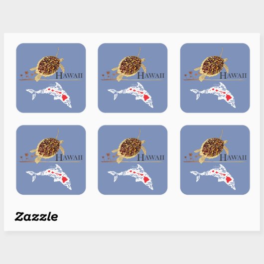 Hawaii Dolphins Turtle Vierkante Sticker (Vel)