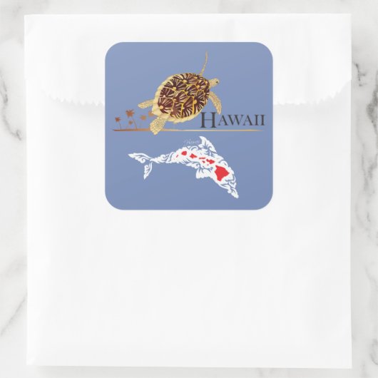 Hawaii Dolphins Turtle Vierkante Sticker (Tas)