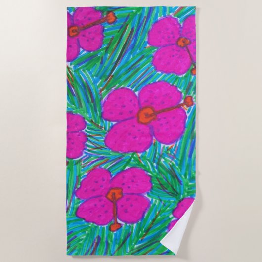 Hawaii Dreams Hibiscus Print Strandlaken (Voorkant)